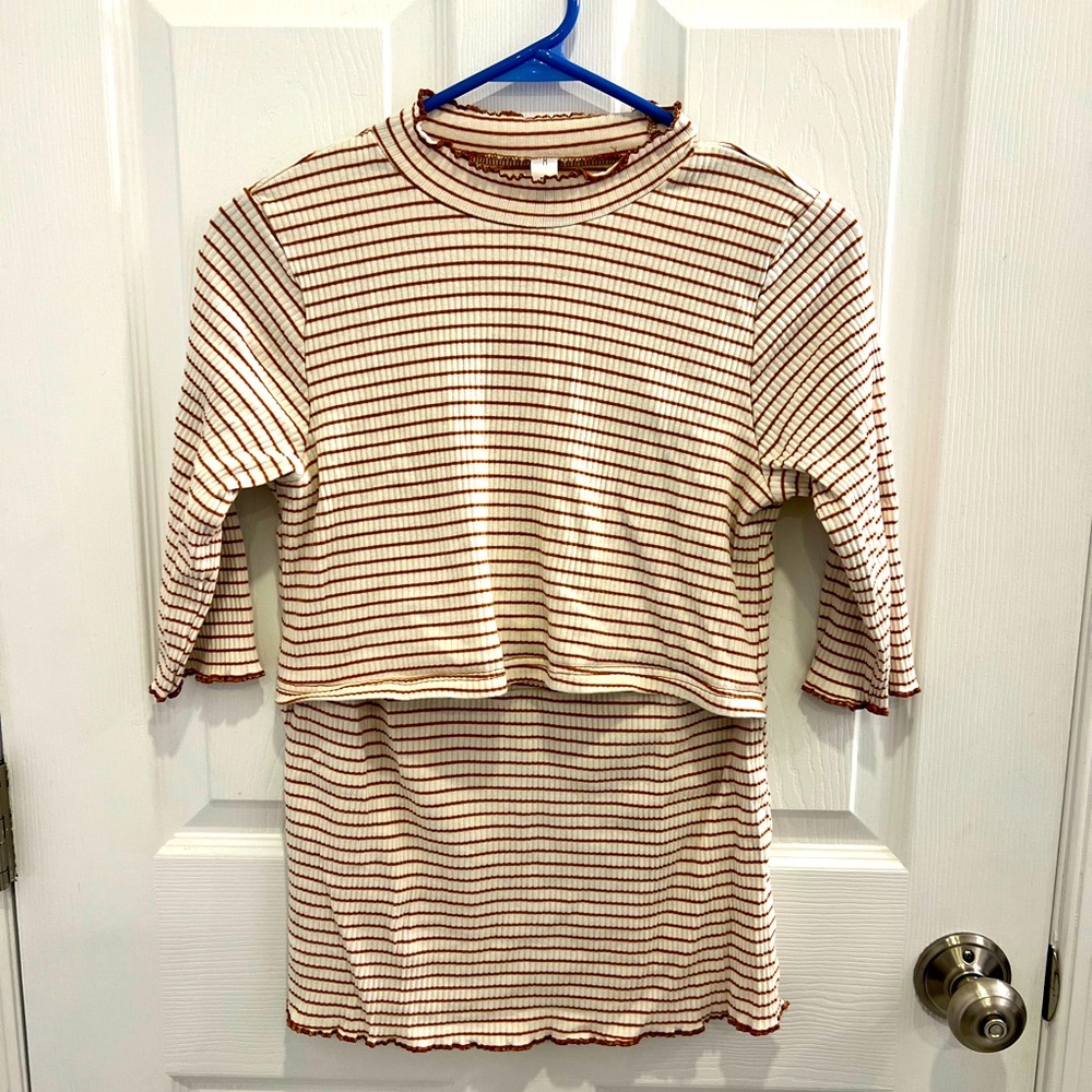 Latched mama sleeved ribbed shirt